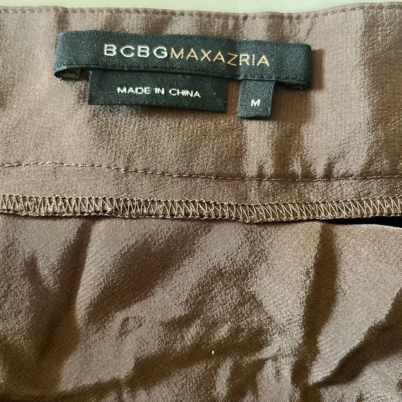 BCBGMAX Brown Silk Slip Dress with Belt - Picture 4 of 11